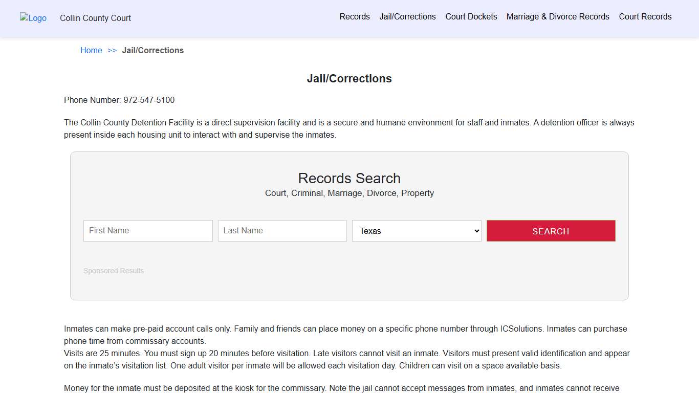Jail/Corrections | Collin County Court